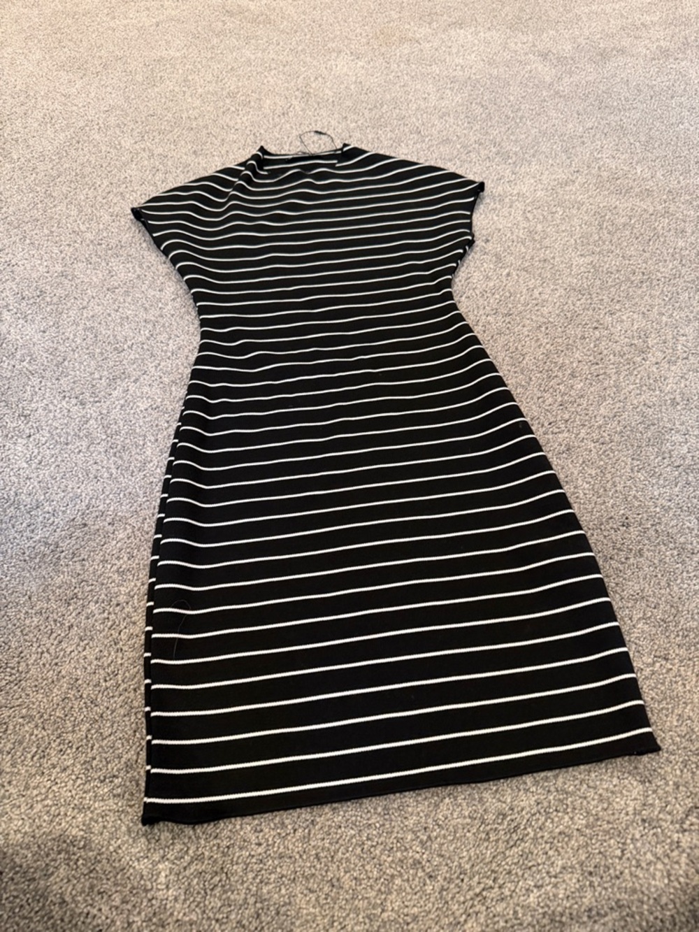 Zara Black and White Striped Midi Dress